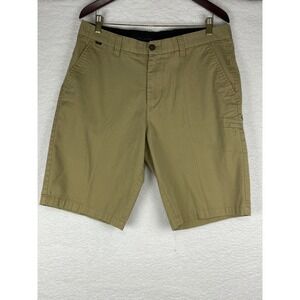 Fox Racing Mens Khaki Chino Shorts Size 36 Tan Cotton Twill Flat Front Casual